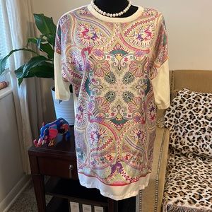 ETRO blouse crean and pink súper elegante size 46